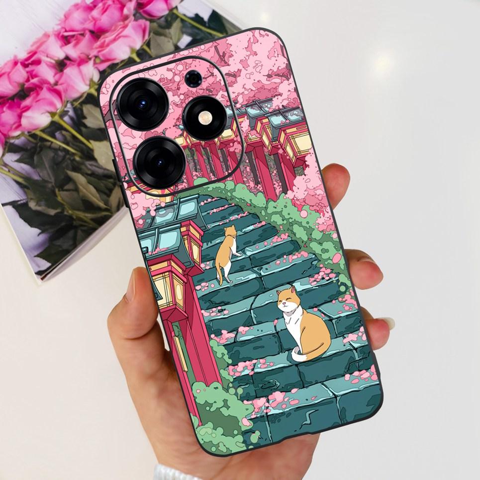 For Tecno Spark 10 Pro Spark 10C Case  Spark 9 Pro Spark 8c spark 7 Back Cover Bumper Clear Soft TPU Silicone Cute Cat Cartoon