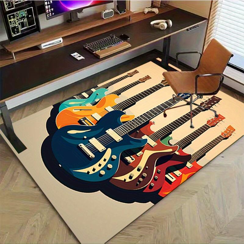 1pc. Colorful Guitar Patterned Rug for Home Decor, Office Carpet, Chair Mat, Outdoor Rug Gift