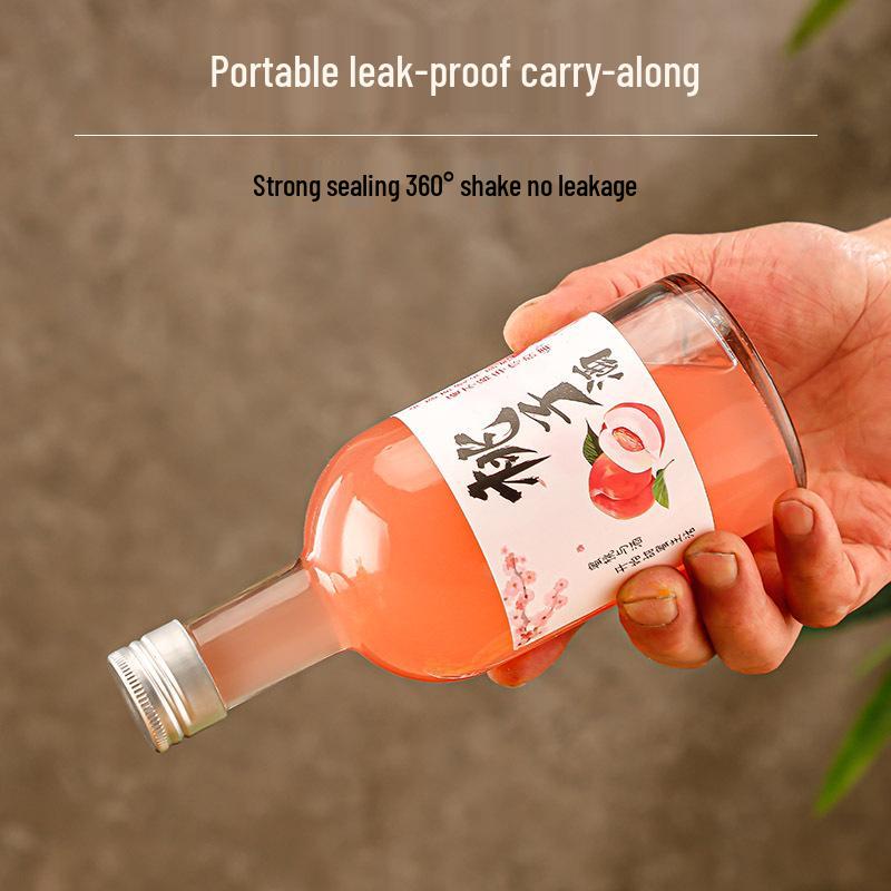 500ml Meijian Frosted Glass Green Plum Wine Bottle with Cap