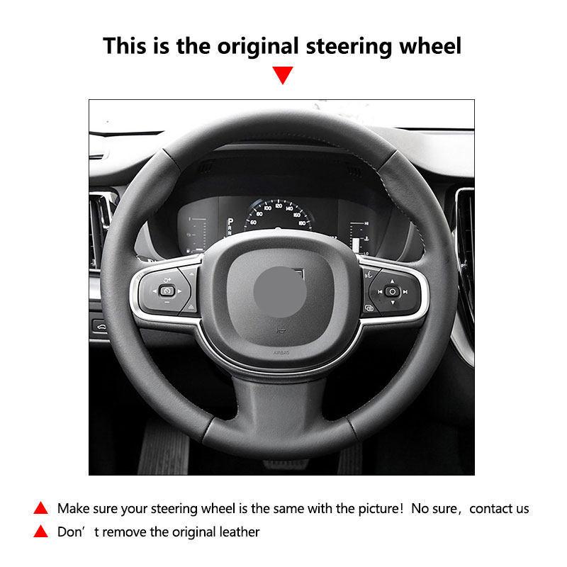 Black-blue line with blue strip Car Accessories Steering Wheel Microfiber Leather Cover Trim For Volvo S60 V60 XC60 XC90 S90 V90