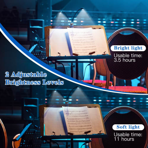 DkOvn Music Stand Light, 1 Pack, USB Rechargeable Music Stand Light, LED Book Lamp for Reading and Playing Musical Instruments (1 Light)