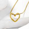 New hollowed heart necklace for girls, minimalist design student pendant, versatile stainless steel collarbone chain