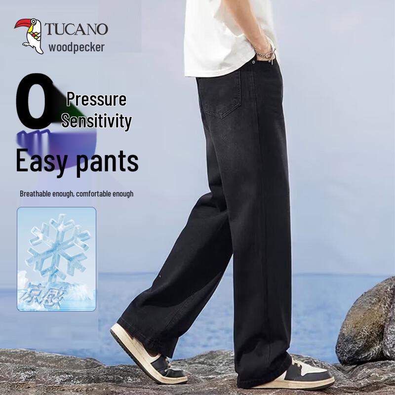 Woodpecker Men's Loose Fit Wide-Leg Denim Jeans