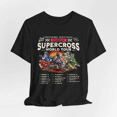 Supercross 2026 World Tour Graphic Tee, Unisex Motocross Shirt
