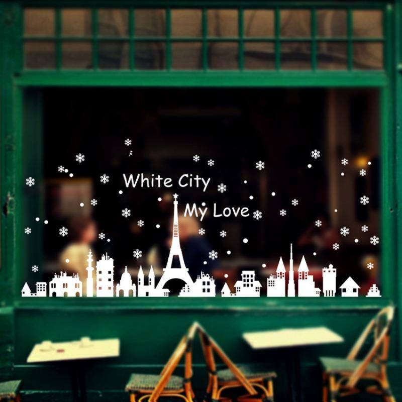 Christmas Decoration Glass Stickers for Wall, Holiday Atmosphere Window Stickers, Window Display Static Cling Stickers