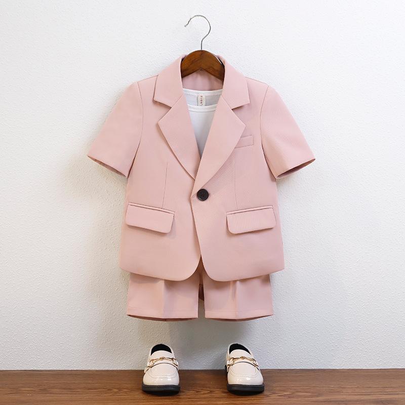 Children Casual Summer Short-sleeved Suit Set Boy's Handsome Photography Catwalk Performance Costume Kids Blazer Shorts Outfit