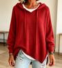 2026 Women's European & American Knit Hooded Drawstring Long Sleeve Loose Sweater Outerwear