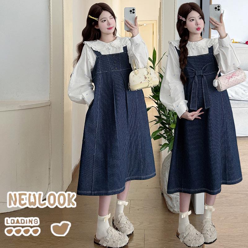 

Available Now: 2026 Maternity Two-Sided Wear Denim Dress Set with Sweet Bow and Doll Collar Shirt 2XL [140-160 lbs]