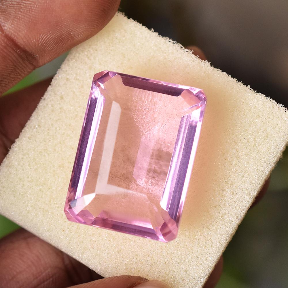 30x22mm CERTIFIED Emerald Cut NATURAL Pink Topaz Loose Gemstone For Collectors