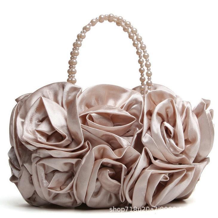 Mondlicht-Blumenbrokat Abendtasche - Koreanische Braut- & Brautjungfern Make-up Tasche