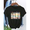 European Sizes Summer Beach Series Pattern Printed Short-Sleeve T-Shirt