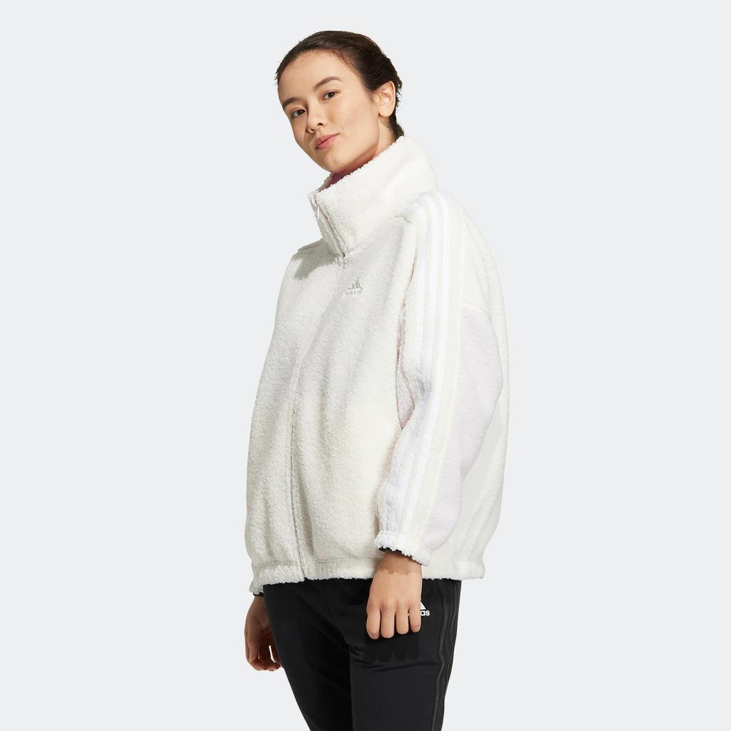 adidas Sportswear Metrevboa Reversible Sherpa Jacket Women White Pink HM7111