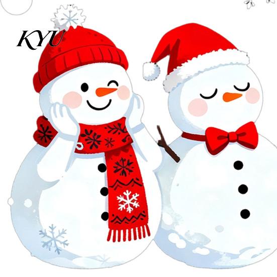 Snowman Glass Decals 1/2 Sheets Christmas Window Cling, Cartoon Decorative Holiday Decorations Sticker, Waterproof Static Decal for Winter Party