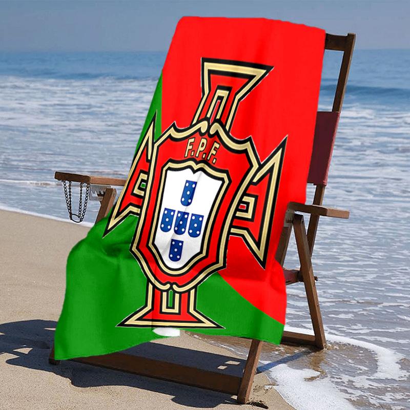 proof beach towel with Portugal Football team pattern - soft,absorbent,quick-drying,machine washable - perfect for swimming,camping,bathing