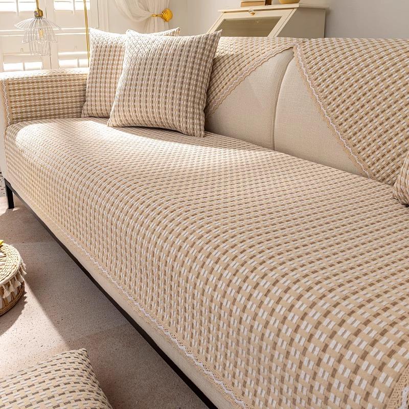Cotton And Linen Sofa Cushion, Universal In All Seasons, Non-Slip Linen Seat Cushion, Simple And Modern Old Coarse Cloth Fabric Sofa Cover Cover Towel