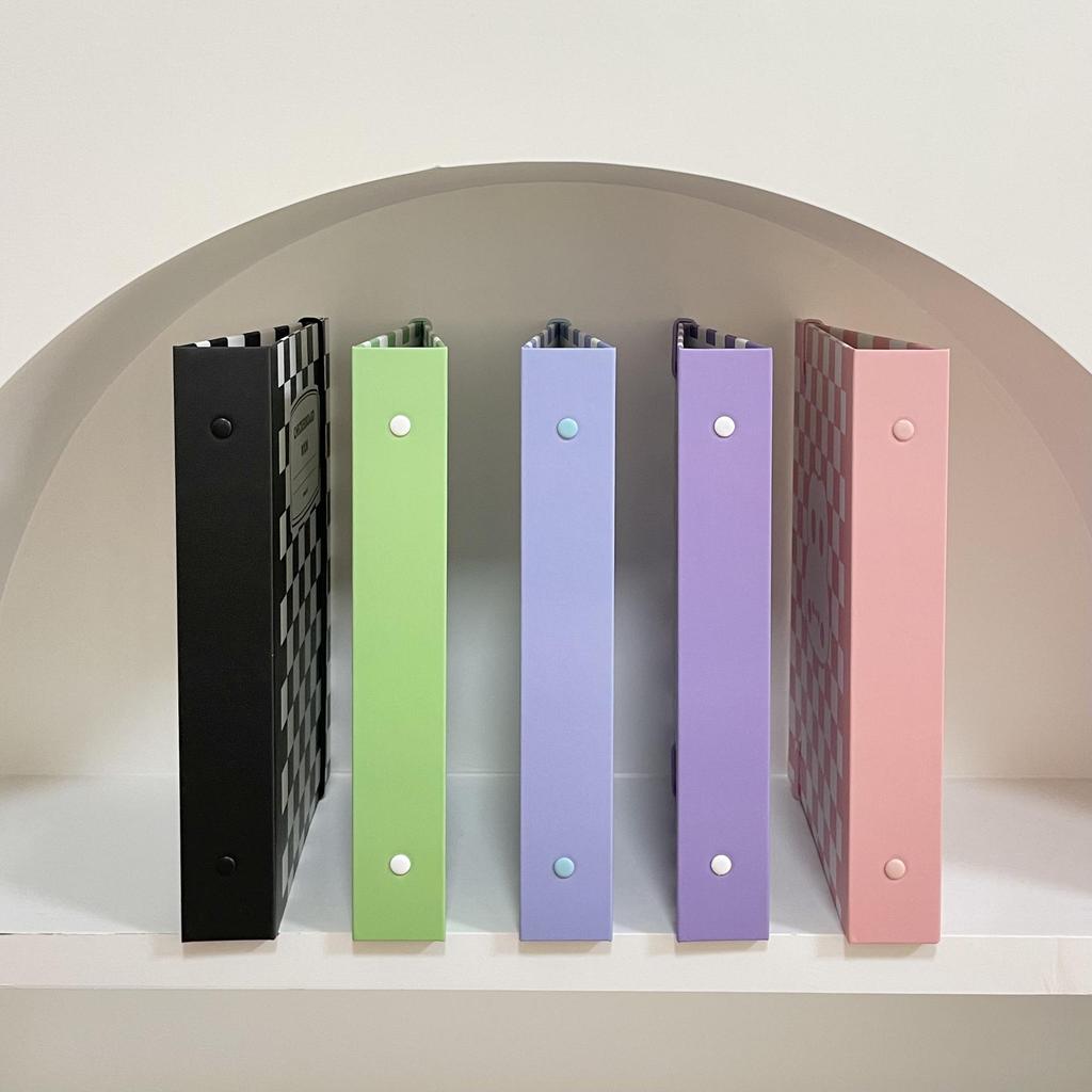 Korean Style Plaid A5 Loose-Leaf Photo Album - Cute, Hard Shell, Three-Inch Card Storage for Star-Chasing Fans