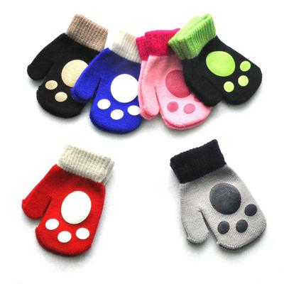 Guanti Corti per Bambini Inverno Impronta Neonato Maglia Peluche Peloso Guanti a Dita Intere Autunno Maglia Scaldamani 1-4 Anni