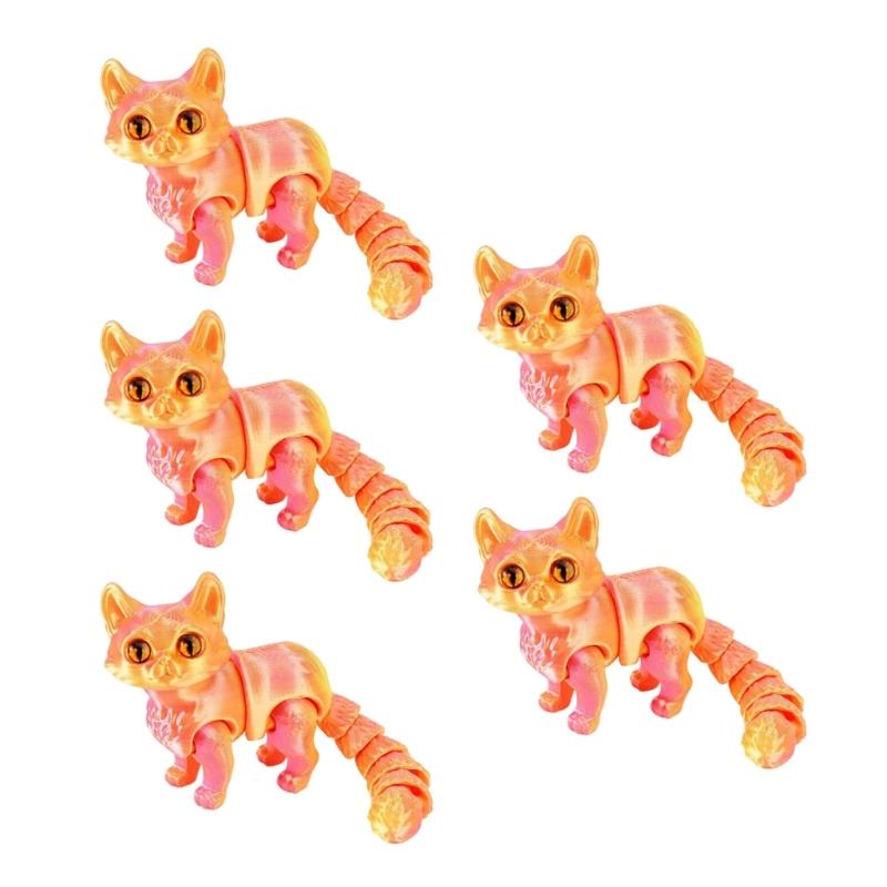 3D Printed Cats Realistic Hairless Cats Figurines Statues Table Ornament Cute Articulated Fidgety Toy for Pet Lovers