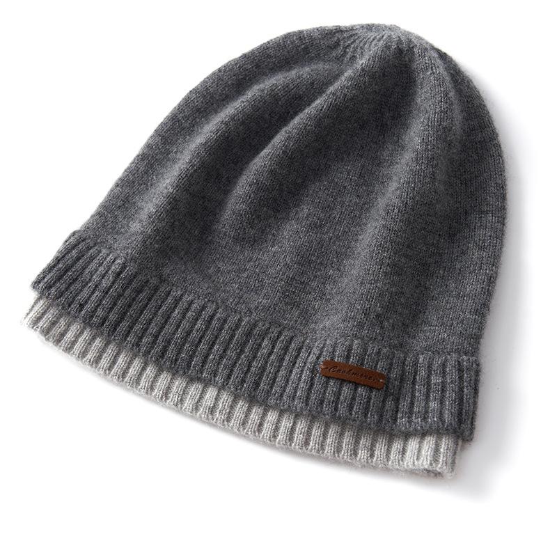 A New High End Double Layer Color Blocked Knitted Warm and Fashionable Casual Hat for Women