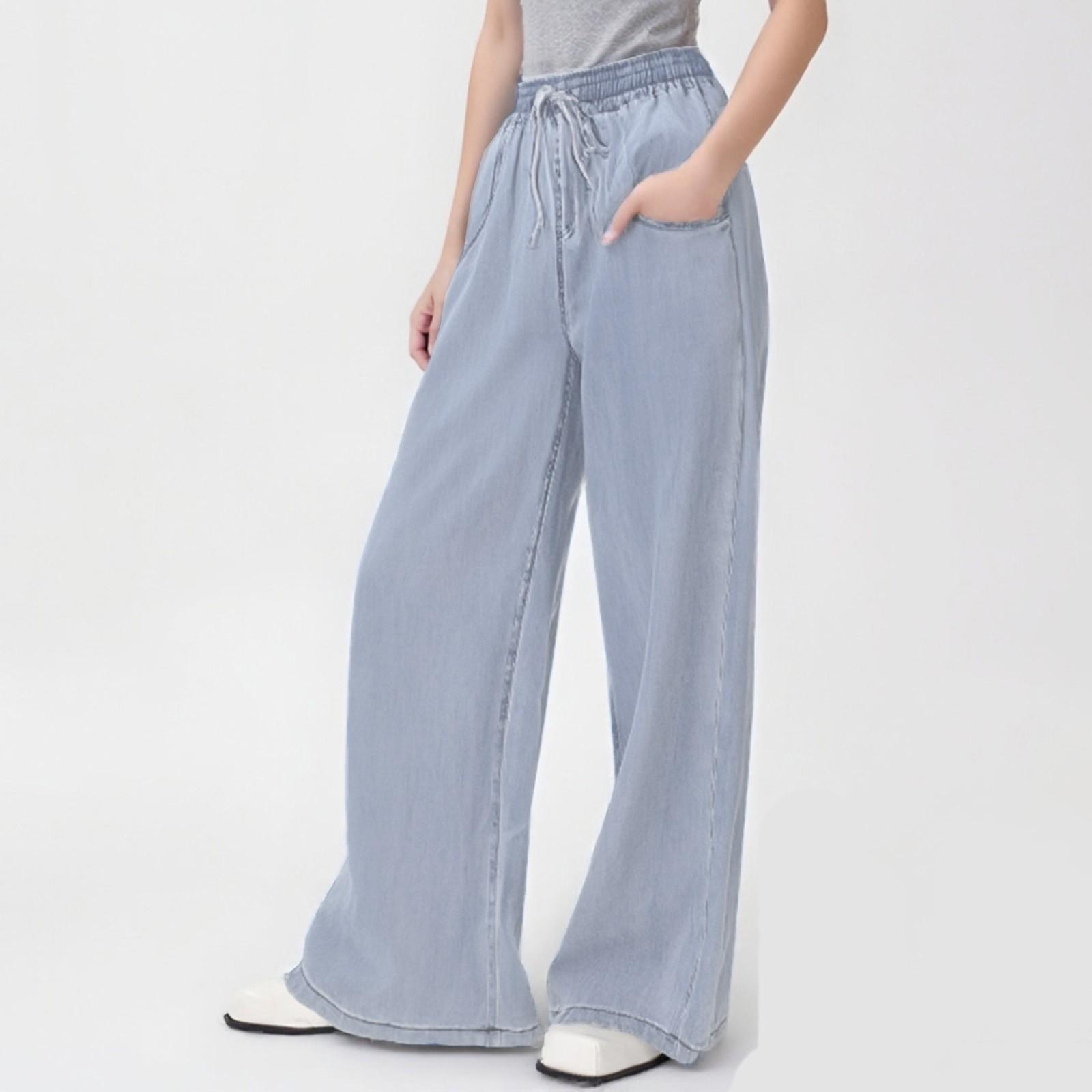 

Женские модные повседневные свободные карманные джинсы повседневные брюки XL светло-синий