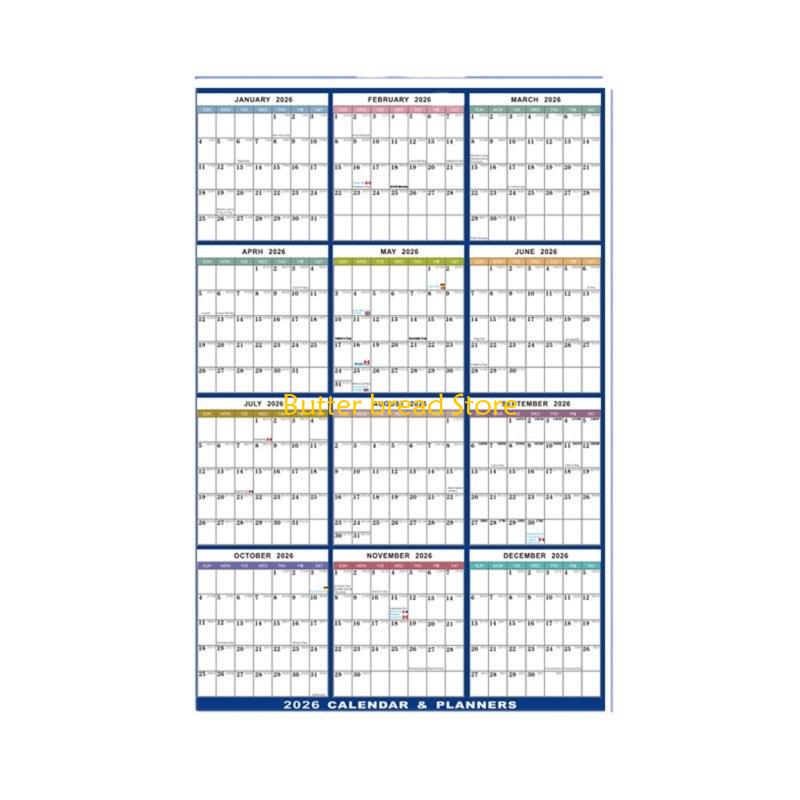 W89C 2026 Wall Calendar Planner 2026 Yearly Planner Erasable Calendar 59x88cm