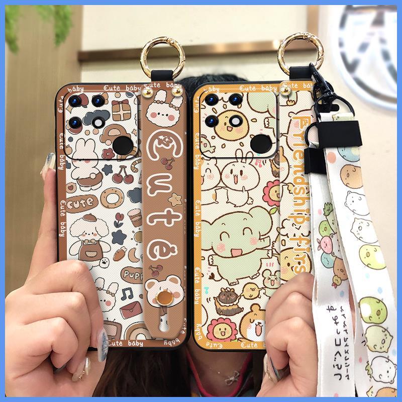 Durable Anti-knock Phone Case For OPPO Realme Narzo 50A Silicone Shockproof Back Cover Cute Lanyard Anti-dust Waterproof