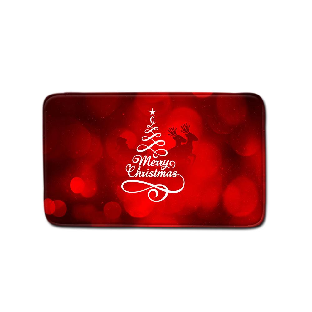 Christmas Printed Shower Curtain Floor Mat Four-Piece Bathroom Toilet Non-Slip Absorbent Carpet Toilet Non-Slip Door Mat