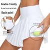 High-Waisted Pleated Sports Mini Skirt with Pockets - Women's Anti-Exposure Tennis Skirt