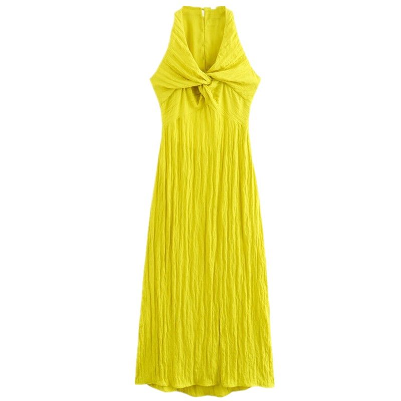 

Fashion Style 2024 Summer New Women s Clothing Elegant Wrinkle Effect Bow Tie Dress Long Dress 4387225 Picture color L