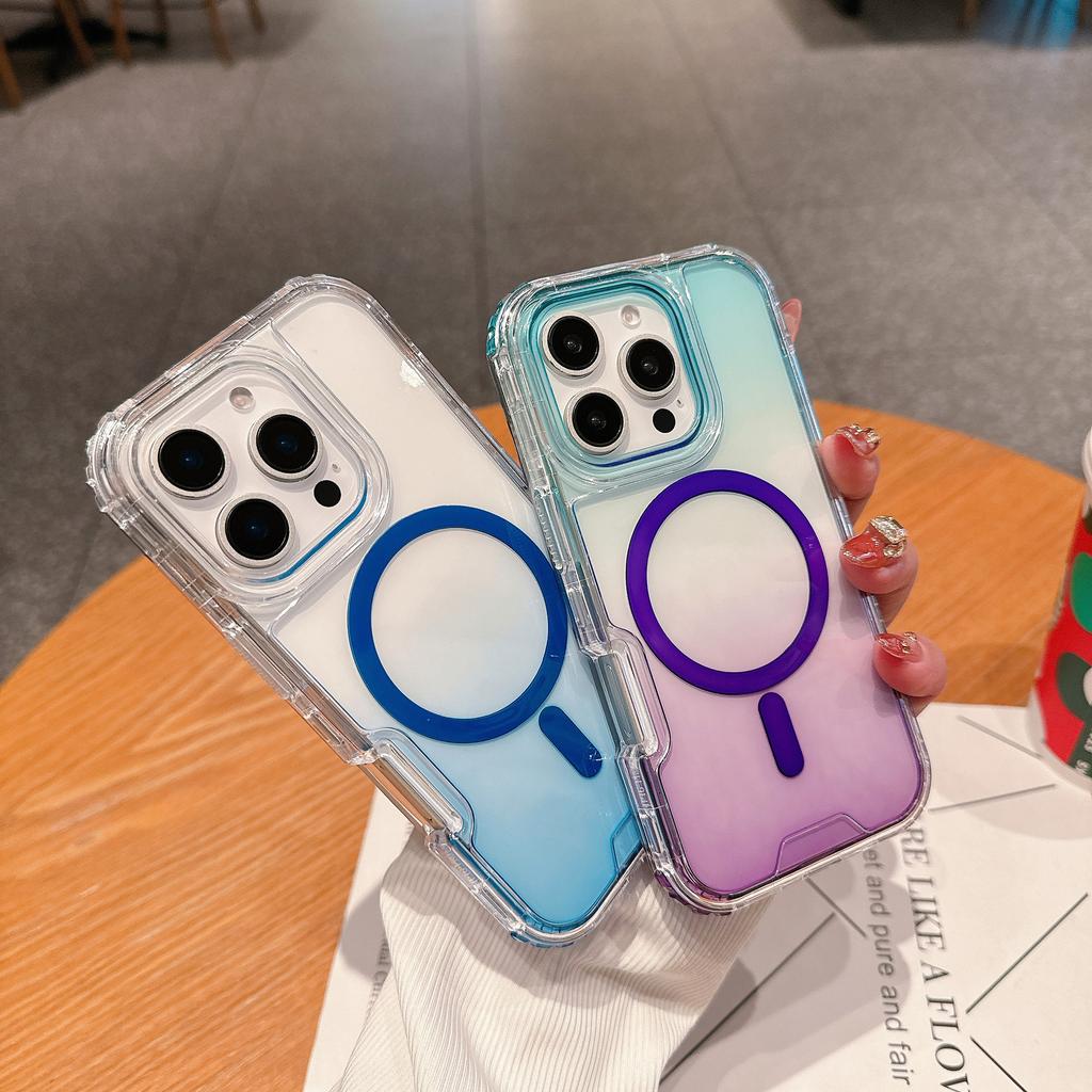 Gradient Two-color Second Generation Magnetic Colorful Three-in-one Mobile Phone Case Magsafe Wireless Charging for IP16promax