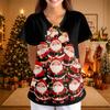 Women's Casual 3/4 Sleeve Neck Top with Christmas Print