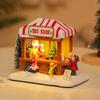LED Christmas Music Popcorn House Lighted with Christmas Tree Resin Christmas Commissary Figurine Ornaments Xmas Decor and Gifts