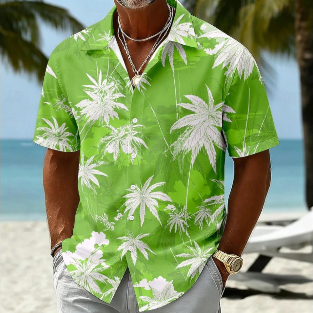 Men's Coconut Tree  3D Print Shirt Button Up Shirt Casual Shirt Summer Shirt Short Sleeve Daily Vacation Clothing