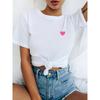 European Sizes Short-Sleeve T-Shirt with a Minimalist Pink Heart Pattern Print, Perfect for Summer Or Spring, Offering a Sweet And Cute Look for Women