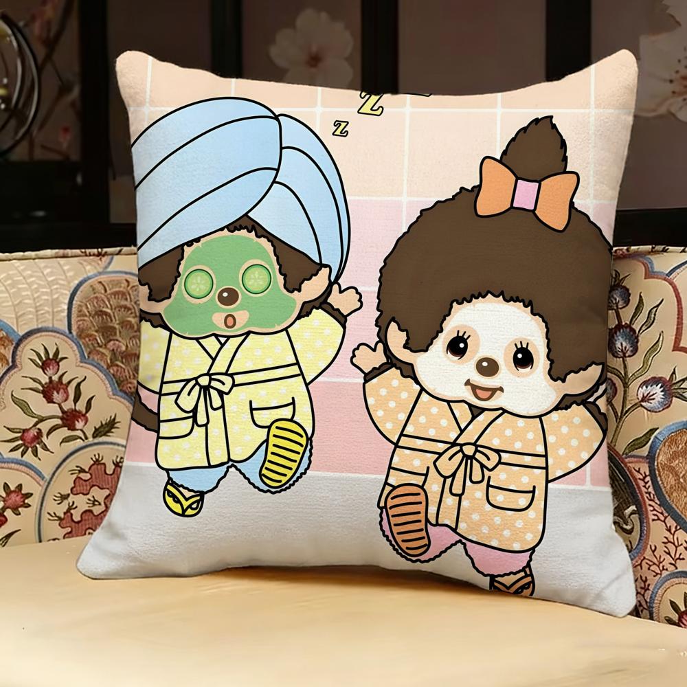 M-Monchhichi Cute Pillow Case Pillowcase, Double-Sided Printed, Sofa Cushion, Bedroom Headboard Pillow