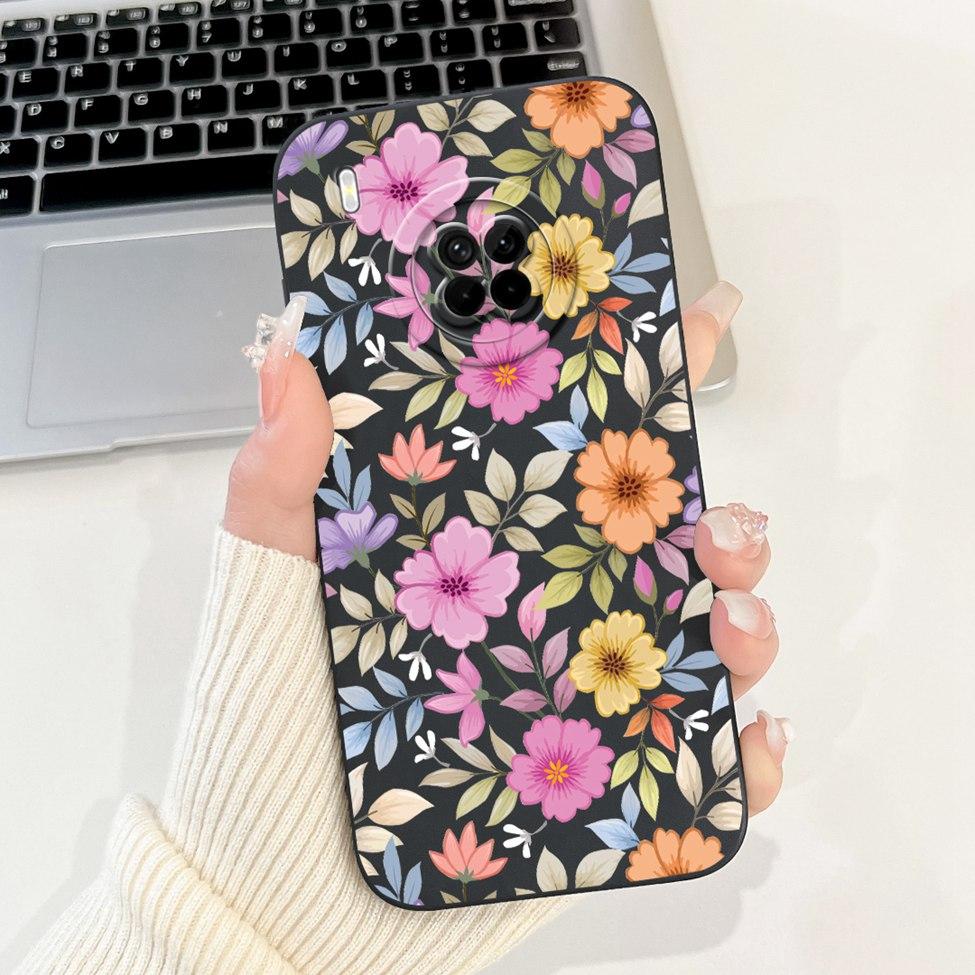 For Huawei Y9a Case Fashion Cute Cartoon Luxury Flowers Silicone Back Cover For Huawei Y9a Phone Case Shockproof Bumper FRL-L22