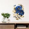 Self-adhesive Gorgeous Blue Peony Wall Stickers Large Flowers for Dining Room Accent Wall Home Decor