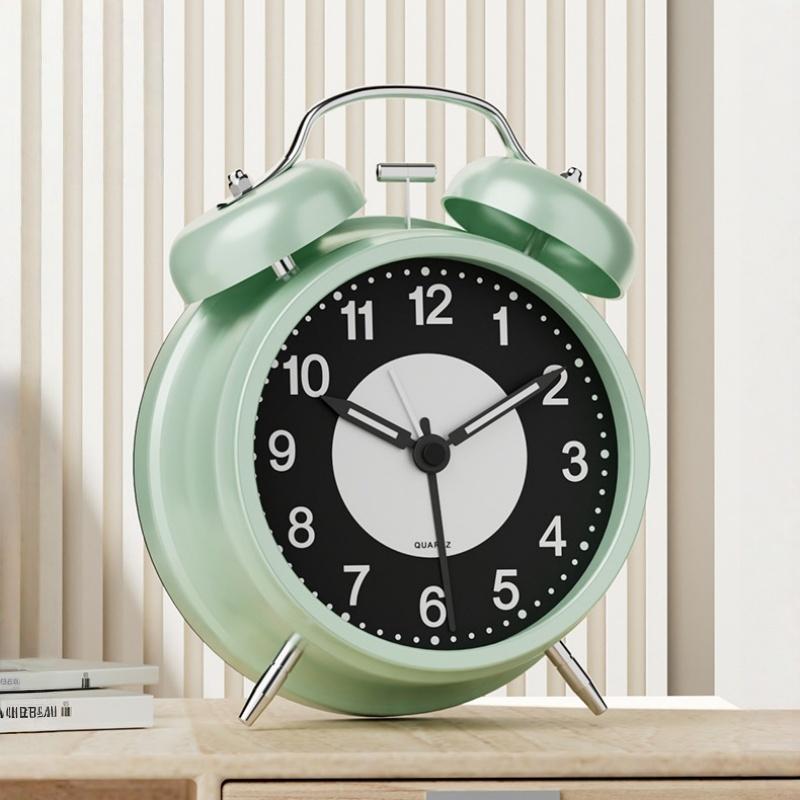 3 Inch Luminous Alarm Clock Students Children's Alarm Clock Strong Wake-Up for Elderly Silent with Night Light Battery Powered