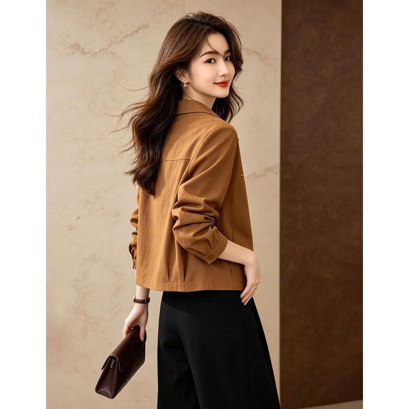 D.F.DEAR Autumn Lapel Button-Down Blouse