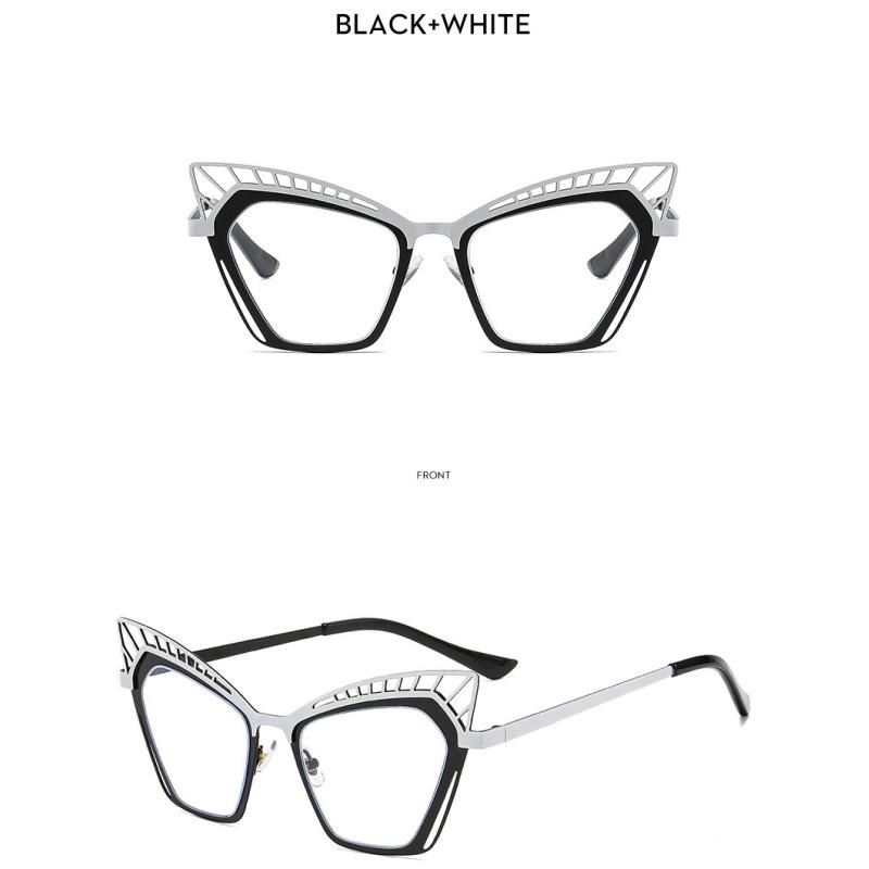 Women's Glasses, Fashionable Large-frame Metal Cat Eye Hollow Glasses.
