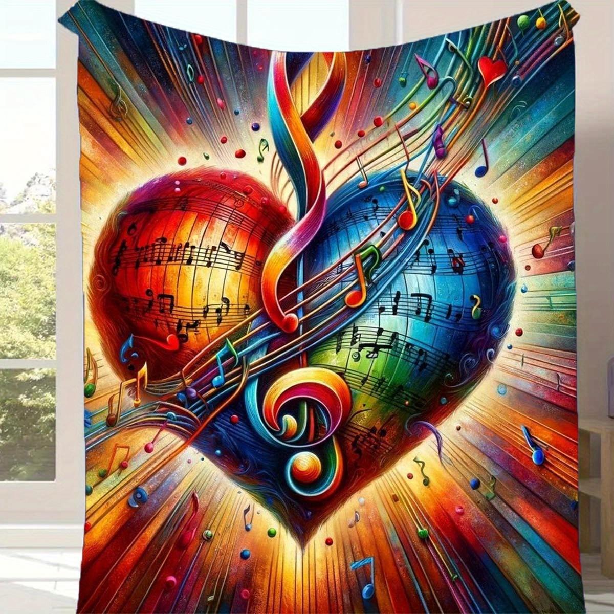 

1pc Colorful Notes Pattern Blanket,Soft And Comfortable Blanket, Travel Sofa Bed, Office Home Decor, Birthday Gift Blanket, Boys, Girls 130cmx150cm