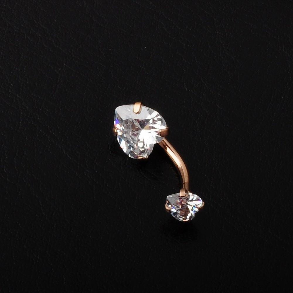 Stainless Steel Body Jewelry Crystal Belly Piercing Trendy Heart Navel Button Piercing  Party