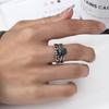 Yousheng Couple Ring Punk Style Decorative Open Design Adjustable All-match Jewelry Gifts Geometric Men Women Faux Gem Decoration Finger Ring for