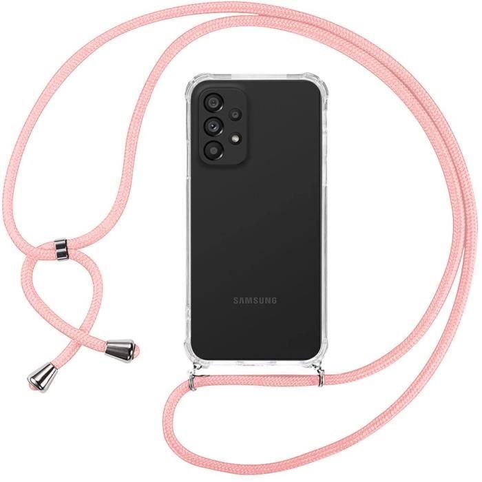 Coque de protection - BOOLING - pour Samsung Galaxy A73 5G - Souple - Anti-rayure - Bandoulière réglable rose