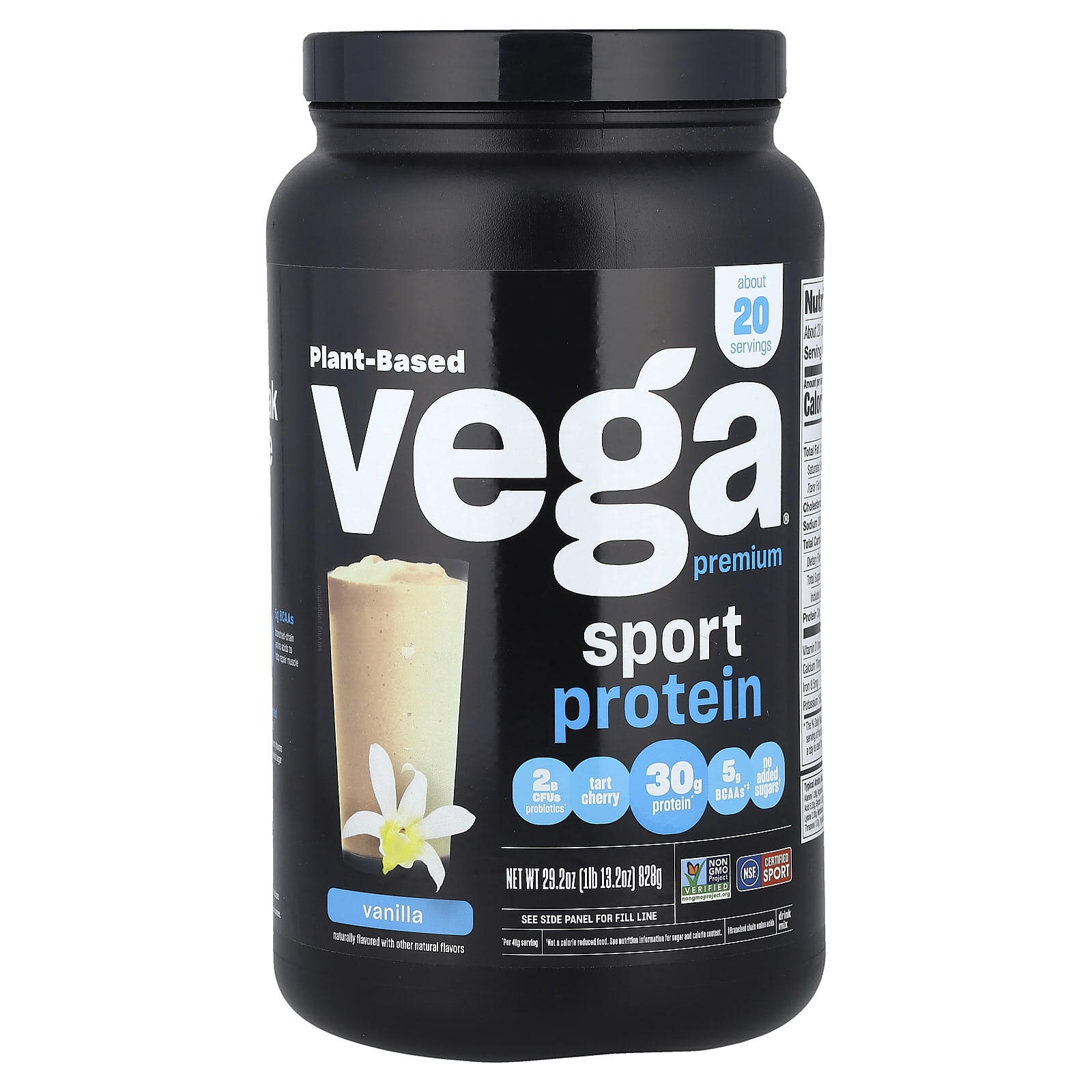 

Sport, Plant-Based Premium Protein, Vanilla Flavor, 828G (1Lb 13.2Oz)