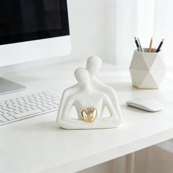 Romantische Paarskulptur Keramik Abstrakte Verliebte Figuren für Schlafzimmer TV-Schrank Heimregal Dekoration Hochzeit Valentinstag Jahrestag
