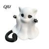 Integrierte Formung Katzenornament Geistfigur, 3D-gedrucktes dekoratives Ornament, Glatte Oberfläche Gruselige Skulptur Mini-Schreibtischdekoration Halloween