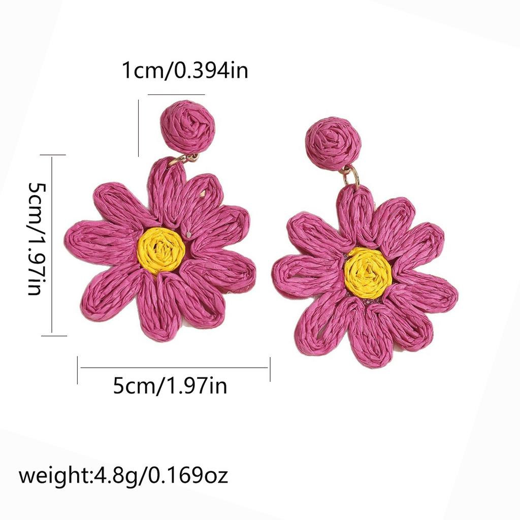 Weaving Flower Earrings For Women, Niche Flower Petals Bohemian Vacation Style Jewelry Gift