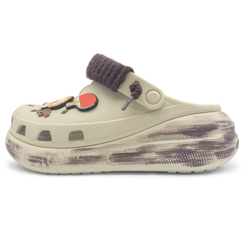 Crocs Crush Clog EVA GREAT WALK Xiongtu French Fries Pie Vibe Style Comfortable and Versatile Hole Shoes Unisex White
