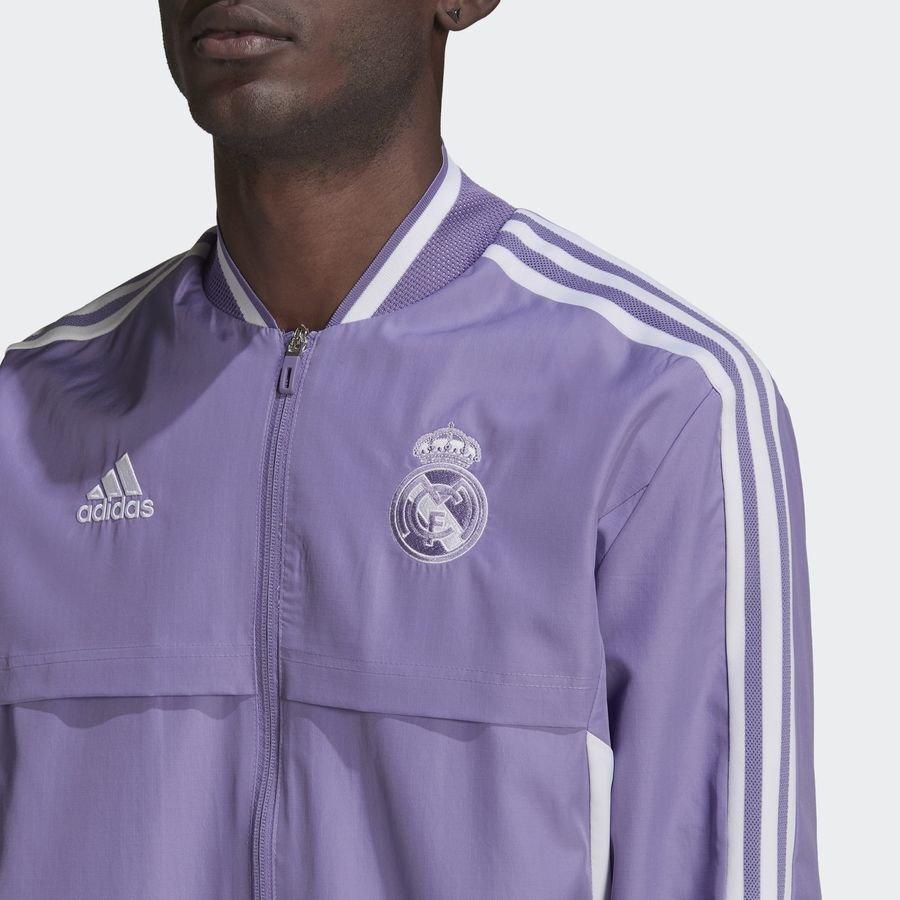 Adidas Real Madrid Club Football Sports Leisure Series Logo Embroidered Striped Zip Jacket Men jackets Purple HA2527